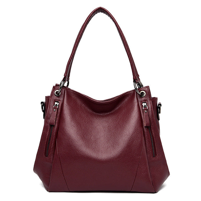 Soft Leather Boston Style Handbag For Women