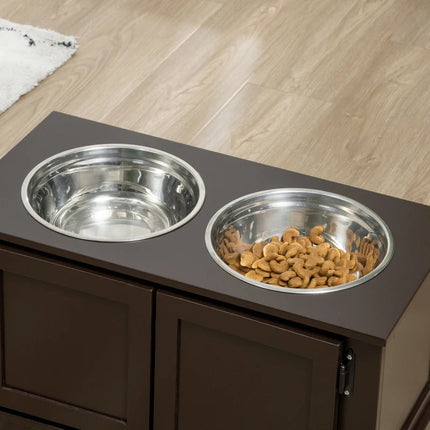 Elevated Dog Bowls With Storage, Two Stainless Steel Bowls For Large