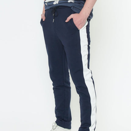 Konus Men's Sweatpants w/ Side Stripes in Navy