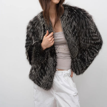 "Polar Night Star" imported sagafurs fox fur coat whole fox fur coat
