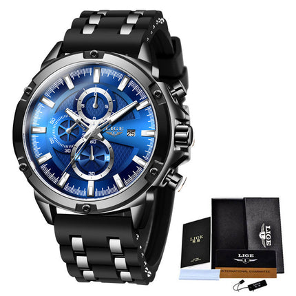 Men's Silicone Strap Sports Quartz Watch With Gift Box
