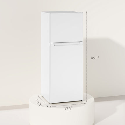 Small Fridge with Freezer, 4 Cu Ft Refrigerator with Reversible Doors,