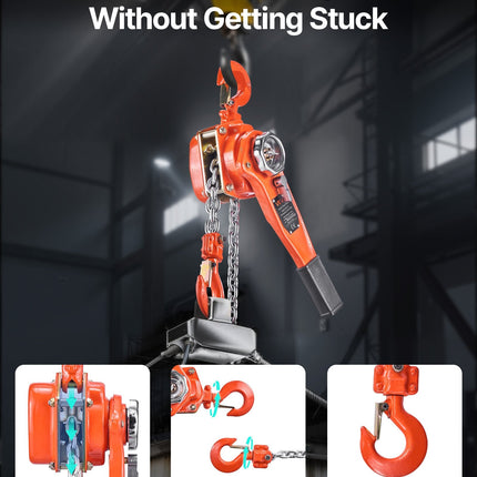 Manual Lever Chain Hoist, 3/4T 1650LBS Capacity Heavy Duty Come Along,