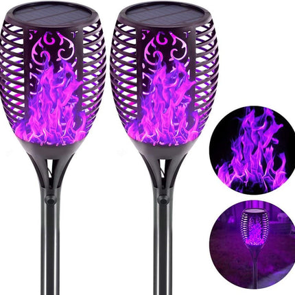 2 Pcs Solar Lights Outdoor Solar 12 Led Torch Flickering Flame Lights