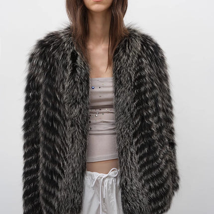 "Polar Night Star" imported sagafurs fox fur coat whole fox fur coat