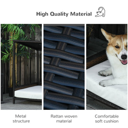 Wicker Dog House Raised Rattan Puppy Bed Cat Shelter for Indoor