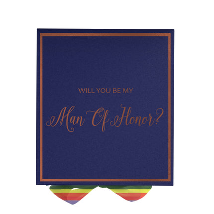 Will You Be My Man of Honor? Proposal Box Navy -  Border - Rainbow