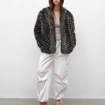 "Polar Night Star" imported sagafurs fox fur coat whole fox fur coat