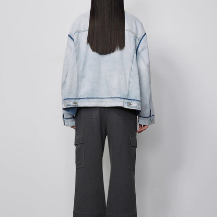 "Starry Sky Market" luxury brand classic washed cotton collarless raw