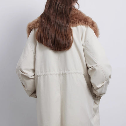 Fireladyfur Women’s Goose Down Parka coat with Toscana Shearling