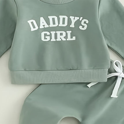 Baby Girl's 2-Piece Letter Print Sweater Set Long Sleeve Pullover And
