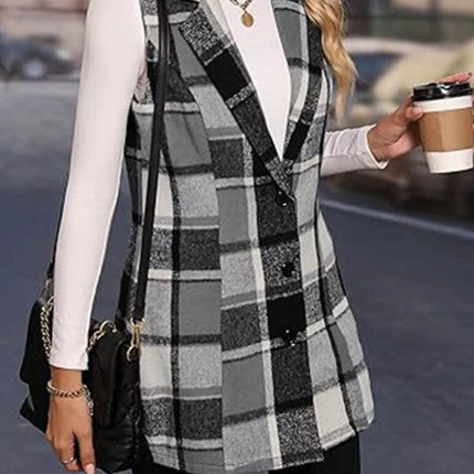Plaid Button Up Vest Coat