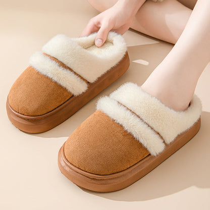 Fashion Warm Cotton Slippers For Women Leisure Thick Bottom Non-slip