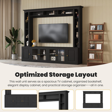 4-Piece Modern Entertainment Center Wall Unit With Bookshelves,