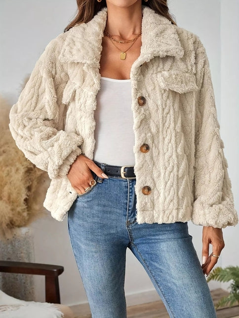 Cozy Textured Fleece Button-Up Outerwear