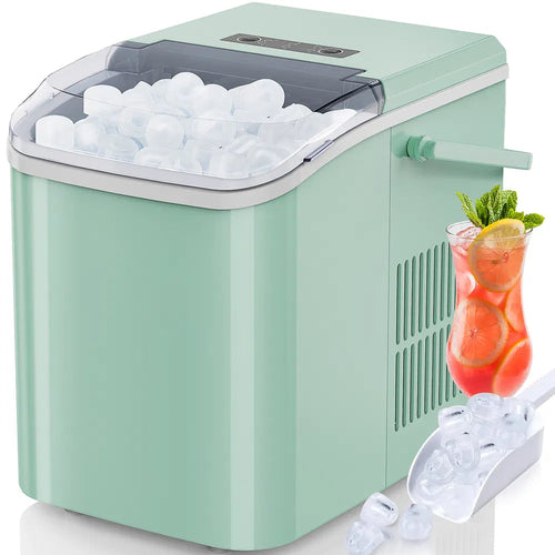 Countertop Ice Maker With Handle, 26lbs&24H Portable Ice Machine, 9