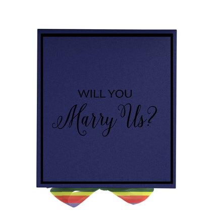 Will You Marry Us?? Proposal Box Navy -  Border - Rainbow Ribbon