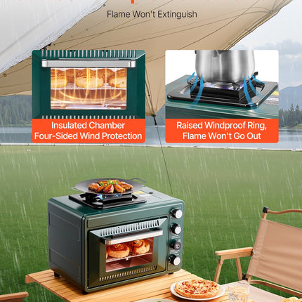 Outdoor Oven 2-in-1 Portable Gas Camping Stove Oven Combo Adjustable
