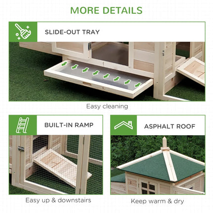 Wooden Chicken Coop With Nesting Box, Cute Outdoor Hen House With