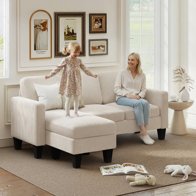 Sectional Sofa, L Shaped Couch, with Reversible Chaise or Ottoman,