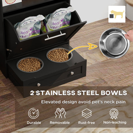 Pet Feeder Station Storage Cabinet, Dog Food Storage Container with