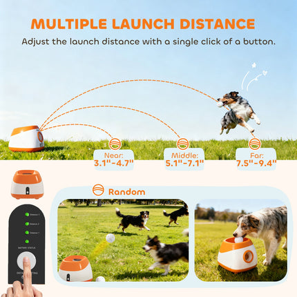 Automatic Dog Ball Launcher with 26-79 FT Distance, Automatic Ball