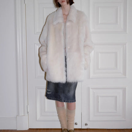 "Autumn Exclusive" Imported Toscana Shearing short lapel fur coat