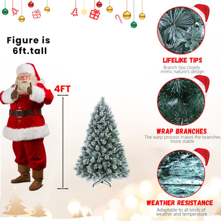 4FT Snow Flocked Christmas Tree Premium Artificial Christmas Tree With
