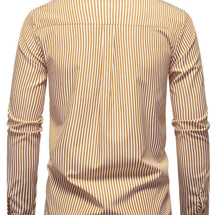 Men's Striped Woven Pattern Long Sleeve Shirt