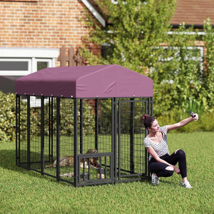 Welded Wire Outdoor Dog Kennel With 360 Rotating & 4 Levels Adjustable