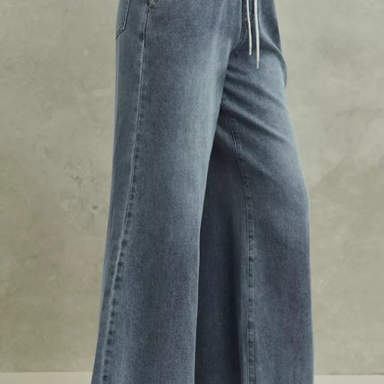 SO ME Mid Rise Elastic Waist Flare Denim Jeans