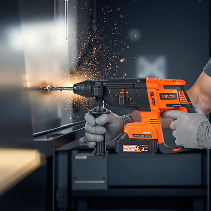 20V SDS-Plus Brushless Cordless Rotary Hammer Drill Kit 1 In 1200RPM 4
