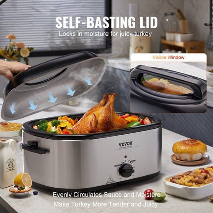 Electric Roaster Oven, 26 QT Turkey Roaster Oven With Self-Basting