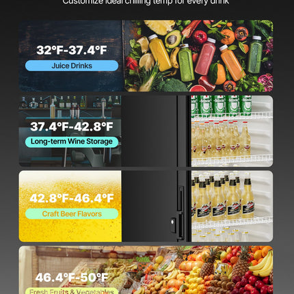 Commercial Merchandiser Refrigerator 12.2 CU.FT Glass Door Display