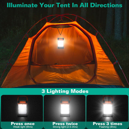 Solar Camping Lantern LED Collapsible Tent Lamp USB Rechargeable
