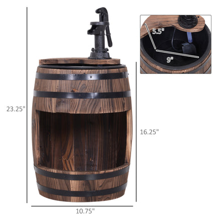 23" H Outdoor Water Fountain Wood and Plastic Rustic Apple Barrel Pump