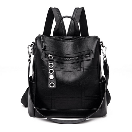 High Quality Solid Color Leather Backpack For Women