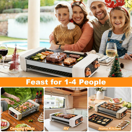 3 In 1 Electric Hot Dog Roller Machine With Grill & Griddle 6-Roller
