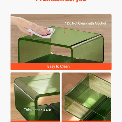 Acrylic Nightstand Side Table, Modern Clear Bedside Table With Storage