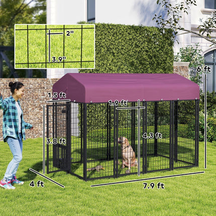 Welded Wire Outdoor Dog Kennel With 360 Rotating & 4 Levels Adjustable