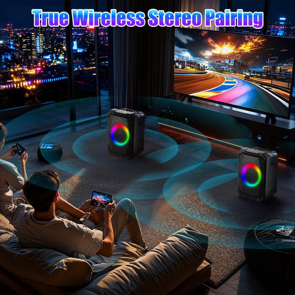 1Pc Portable Wireless Party Speaker With LED Light 2 Wireless Mics