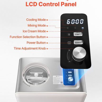 2 Quart Automatic Ice Cream Maker With Built-in Compressor No