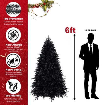Prelit Black Christmas Tree With White Lights Artificial Fake