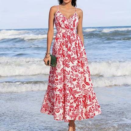 Printed Spaghetti Strap Midi Dress