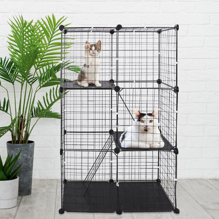 3 Tier Cat Playpen Cage Metal Indoor Cat House Detachable Kitten House