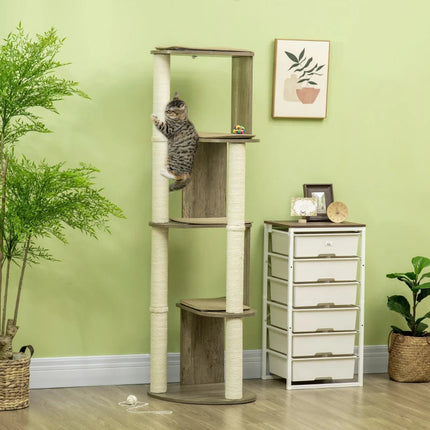 Corner Modern Cat Tree Tall For Climbing, Large Multilevel Cat Tower