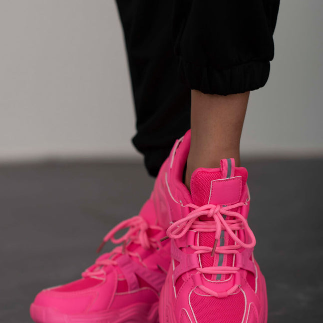 Berness Running Late Chunky Sole Athletic Sneakers in Hot Pink