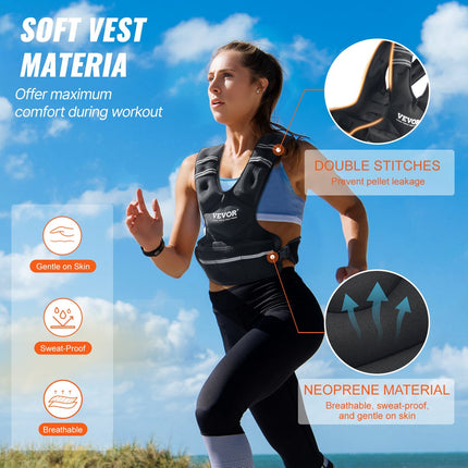 Adjustable Weighted Vest, 20-32lb Weight Vest With 6 Ironsand Weights