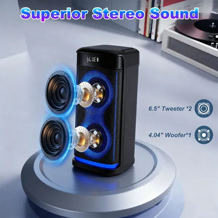 Portable Wireless Party Speaker With LED Light Wireless Mic Remote