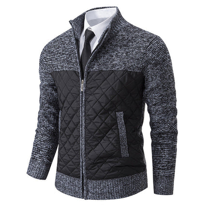Men's Coat Color Matching Zipped Stand Collar